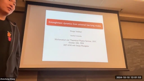 Thumbnail for Shreya Vardhan - Entanglement dynamics from universal low-lying modes