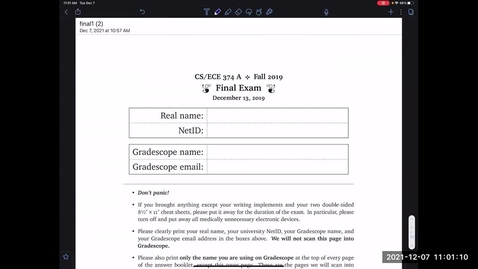 Thumbnail for entry CS 374 Fall 2021 Section A Final Review Session