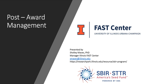 Thumbnail for SBIR/STTR Webinar: Post-Award Management