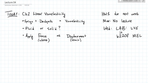 Thumbnail for TAM 498/598 Rheology: 2.1 J, G, Maxwell, springs and dashpots