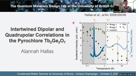 Thumbnail for Condensed Matter Seminar - Alannah Hallas, University of British Columbia