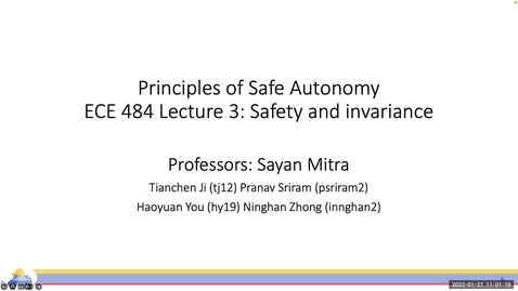 Thumbnail for ECE 484 Lecture 3: Invariance to safety