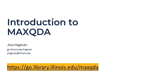Thumbnail for Savvy Researcher - Introduction to MAXQDA