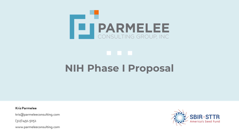 Thumbnail for entry SBIR/STTR Webinar: NIH Phase I Proposal