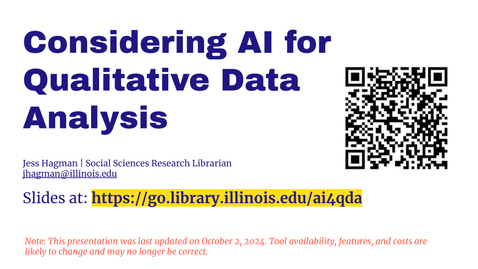 Thumbnail for Savvy Researcher - Considering AI for Qualitative Data Analysis