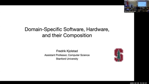 Thumbnail for Colloquium -  Fred Kjolstad, &quot;Domain-Specific Software, Hardware, and their Composition&quot;