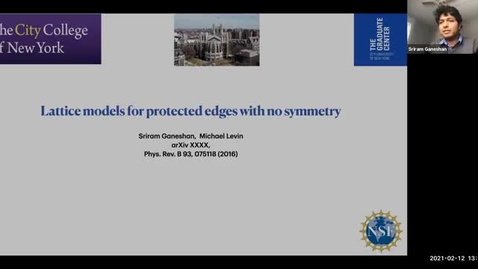 Thumbnail for Condensed Matter Seminar - Sriram Ganeshan, The City University of New York