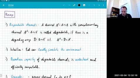 Thumbnail for entry MATH 595 Quantum channels I: Thursday, Mar 4