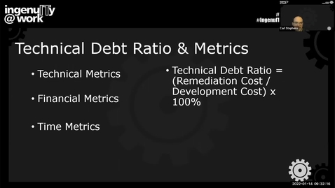 Thumbnail for entry Caffeine Break - Identifying, paying, and avoiding technical debt - Glen Shere, Ed Delaporte, Carl Stephens - Friday, January 14, 2022