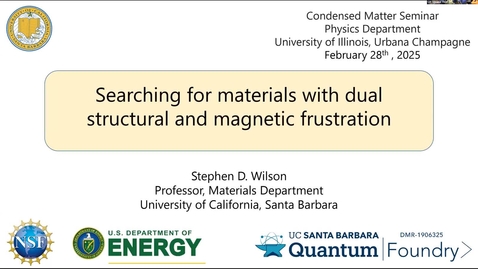 Thumbnail for Condensed Matter Seminar - Stephen Wilson, University of California, Santa Barbara