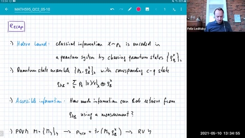 Thumbnail for entry MATH 595 Quantum channels II: Monday, May 10 - Part 1