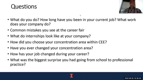 Thumbnail for CEE 190 CEE Alumni Presentations 09 Sep 2024