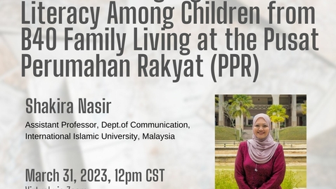 Thumbnail for entry WGGP: Understanding Digital Literacy Among Children from B40 family living at the Pusat Perumahan Rakyat (PPR)