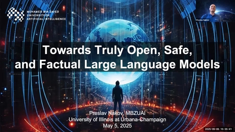 Thumbnail for Colloquium - Preslav Nakov,  “Towards Truly Open, Language-Specific, Safe, Factual, and Specialized Large Language Models”