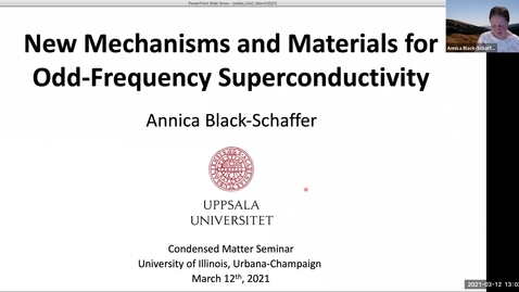 Thumbnail for Condensed Matter Seminar - Annica Black-Schaffer, Uppsala University, Sweden