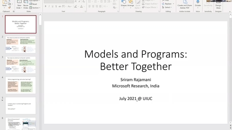Thumbnail for Talk by Sriram Rajamani (Friday 11 am) Models and Programs: Better Together + Update on Microsoft Research India