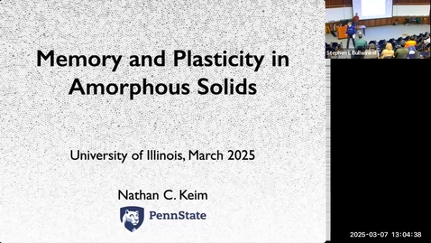 Thumbnail for Condensed Matter Seminar - Nathan Keim, Pennsylvania State University