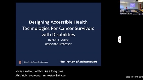 Thumbnail for Special Seminar -  Rachel Adler, &quot;Designing Accessible Health Technologies for Cancer Survivors with Disabilities&quot;