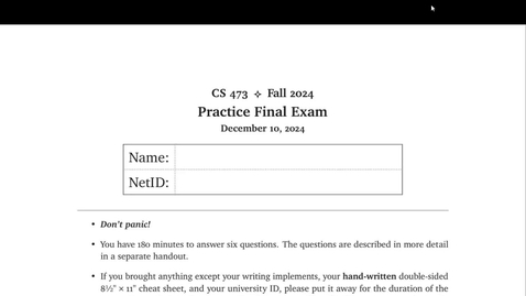 Thumbnail for Practice final exam walkthrough