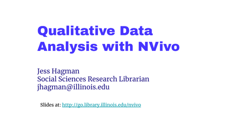 Thumbnail for Qualitative Data Analysis with NVivo - Savvy Researcher - Fall 2023