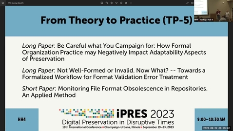 Thumbnail for entry From Theory to Practice session 5 - iPRES HH4