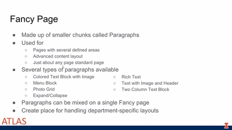 Thumbnail for Adding and Editing Fancy Pages in Drupal
