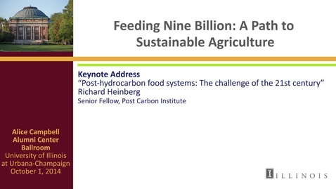 Thumbnail for entry Day 2 - Keynote Address - Post-hydrocarbon food systems: The challenge of the 21st century