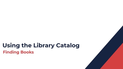 Thumbnail for entry Finding Books in the Library Catalog