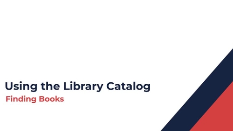 Thumbnail for Finding Books in the Library Catalog
