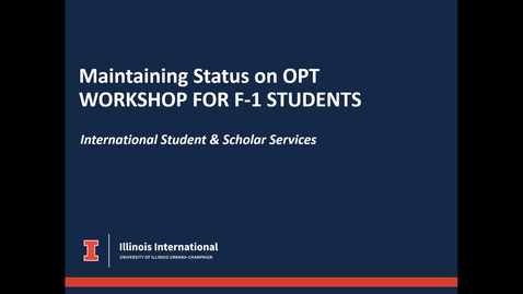 Thumbnail for Maintaining Status on OPT Workshop