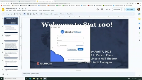 Thumbnail for Stat 100 4-7-23 Lecture (Week 12, Day 3)