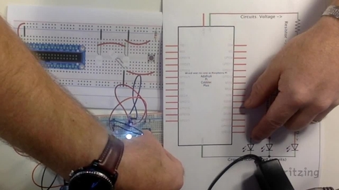 Thumbnail for Switch + 3 LEDs Takeaway: Influence of dissipative components, resistance, and volts on circuit performance.