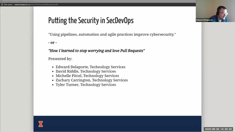 Thumbnail for 4D - Putting the Security in SecDevOps - Edward Delaport, David Riddle, Michelle Pitcel, Zachary Carrington, Spring 2020 IT Pro Forum