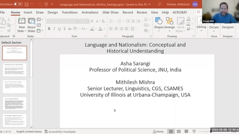 Thumbnail for entry CGS Mithilesh Mishra and Asha Sarangi, &quot;Language and Nationalism in South Asia&quot;