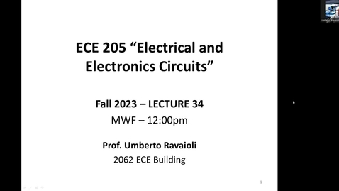 Thumbnail for ECE 205 Lecture 34 (Part 1) - Fall 2023
