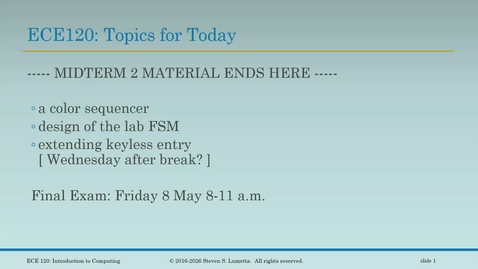 Thumbnail for Introduction to Computing (ECE 120 AL5) Spring 2026