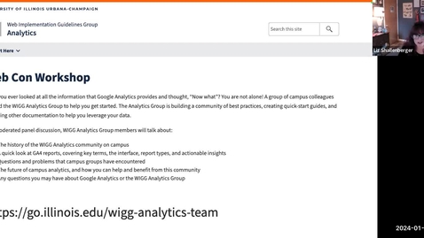 Thumbnail for entry January Web Con Workshop: WIGG Analytics Group: Building Skill Sharing Community On-Campus