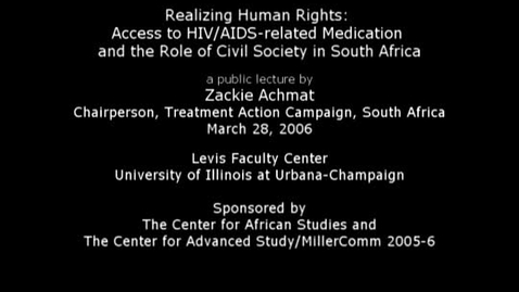 Thumbnail for Realizing Human Rights: Access to HIV/AIDS-related Medication; March 28, 2006