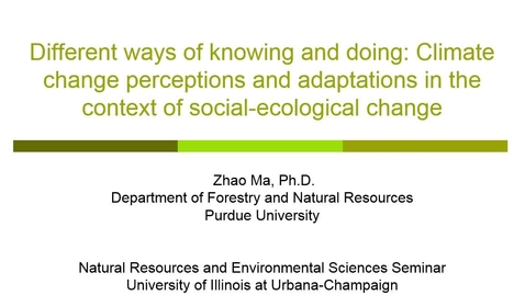Thumbnail for NRES 2015 Spring Seminar Series - Zhao Ma, Ph.D.