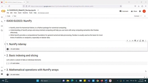 Thumbnail for IS430SU23_Numpy_Lecture