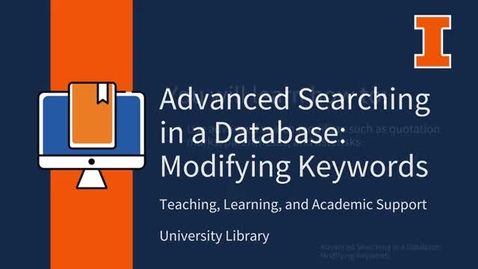 Thumbnail for Advanced Searching in a Database: Modifying Keywords
