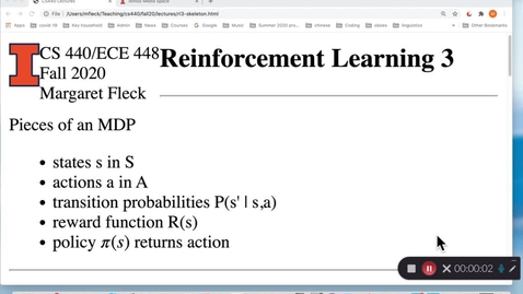 Thumbnail for CS 440 (Fall 2020) Reinforcement Learning 3