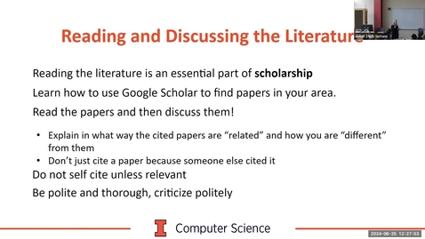 Thumbnail for Illinois Computer Science Lunch and Learn: How to do Research Part 2: Writing &amp; Publishing