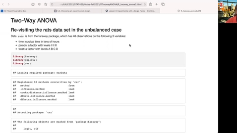 Thumbnail for STAT425: R examples: Two-way ANOVA models (Part 2) (additional cases)