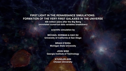 Thumbnail for entry Tour of First Light in the Renaissance Simulations at 400 Million Years after the Big Bang [data variables and labels]