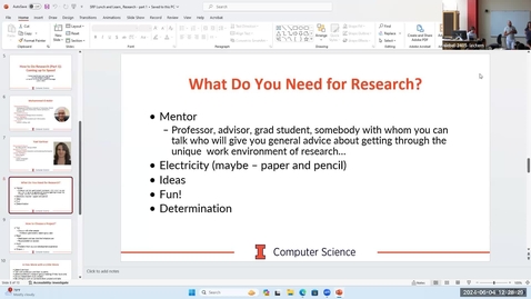 Thumbnail for Illinois Computer Science Lunch and Learn:  How to do Research Part 1: Coming Up to Speed