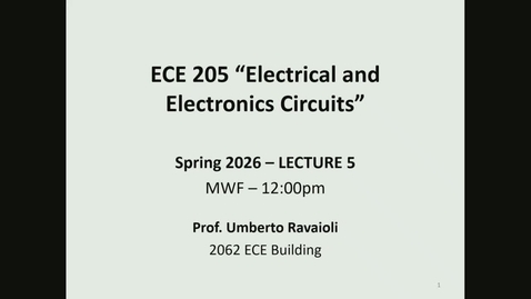 Thumbnail for ECE 205 Spring 2026 - Lecture 5