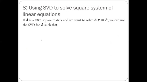 Thumbnail for entry SVD - Linear System Equations