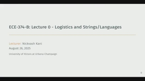 Thumbnail for CS 374/ECE 374 BL1 Fall 2025 - Lecture 0