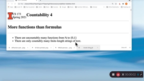 Thumbnail for CS 173 (Spring 2021) Countability 4